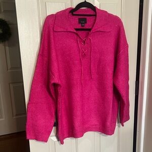 Lumiere Hot Pink Scoop Neck Pullover Sweater